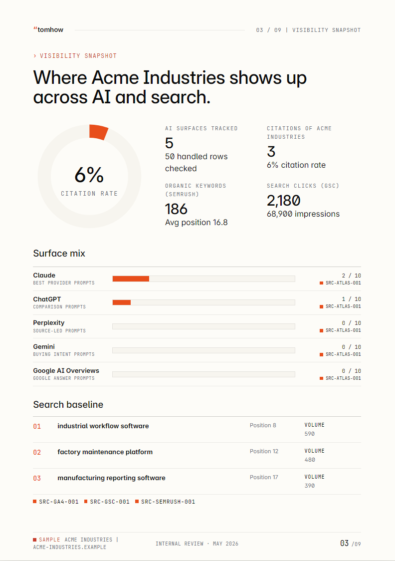 Sample monthly report citation visibility page preview